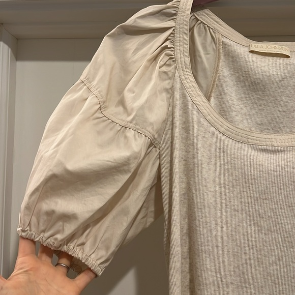 Ulla Johnson 100% Cotton Cream Puffy Sleeve Scoop Neck Top P - Picture 2 of 4